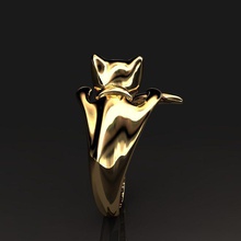 ring cat 017 jewelry kitty gold silver gem diamond rings 3d print model - Mito3D