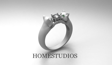 anel gatos joias joalheria prata imprimível brilhando engagem ouro diamante jóias noivado gato metálico esterlina moda beleza safira roupa vintag argolas 3d print model - Mito3D