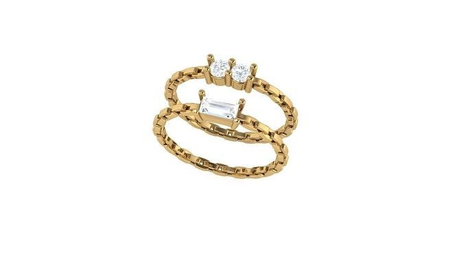 anillo chain2 joyería joya cadena imprimible libra esterlina diamante Moda belleza 3d canalla compromiso vestir solitario impresión vendimia anillos 3D print model - Mito3D