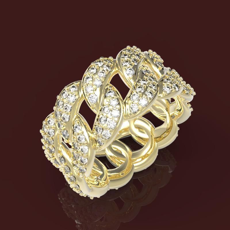 anneau de la chaîne bijoux l'anneau or à mode belle les anneaux 3D print model - Mito3D