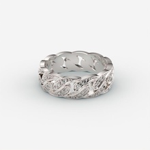 squillare catena gemme 3dm stl gioielleria oro stampabile diamante gioiello nozze fidanzamento jewelrycapital womenring cubano cera anelli 3d print model - Mito3D