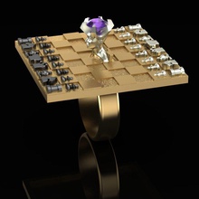 anillo de ajedrez la joyería oro plata joya moda diamante gem sterling diseño art los anillos 3d print model - Mito3D