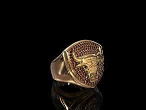 anel chicago bulls jóias touros de prata ouro imprimir esculpir gemas dimond anéis 3d print model - Mito3D