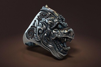 anel China joalheria arte escultura luxo imprimível prata argolas 3d print model - Mito3D