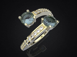 anillo de limpiar la ronda dobles joya los anillos joyería blanco diamante moda el oro imprimible gem brillante y belleza prendas vestir plata diseño 3d print model - Mito3D