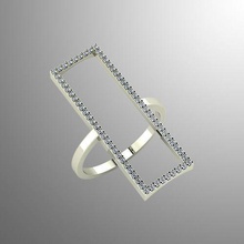 anillo cm 1 la joyería joya 3d de los anillos diamante brillante lujo rectangular moda imprimible square cuadrado 3d print model - Mito3D