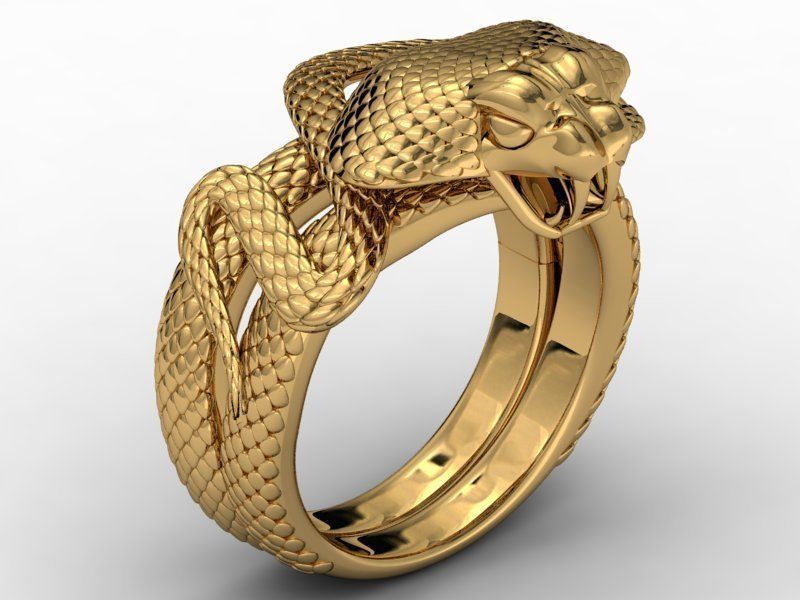 anel cobra gema serpente joalheria homens mulheres animal jóia prata ouro argolas 3D print model - Mito3D
