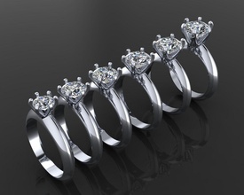 ring collection of 6 stone sizes jewelry luxury elegant seconlive gold halo wedding diamond earring bracelet necklaces pendant rhinoceros beauty fashion jewel rings french cut 3d print model - Mito3D