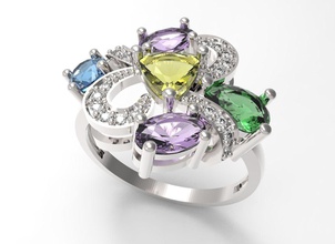 anel cores stl argolas jóia joalheria diamante jóias gema joias pedra preciosa gemas ouro diamantes brilhante 3d print model - Mito3D
