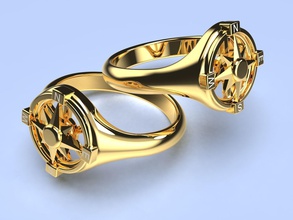 bague boussole tailles 5 to 11 3d impression bijoux mariage rose or calcul version accessoires direction argent navigation mode beauté anneaux 3d print model - Mito3D