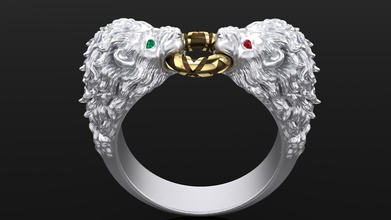 ring couple kind lions jewelry gold printable silver lion material luxury creative printer jewel 3djewelry jewellery gem stone anemals cats rings 3d print model - Mito3D