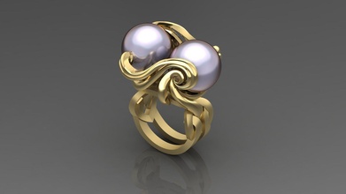 anel casal pérola ouro projeto joalheria imprimível luxo diamantes pedras prata jóia diamante moda dourado exclusivo clássico pérolas argolas 3d print model - Mito3D