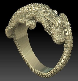 anillo cocodrilo esposas joyería joya oro plata imprimible diamante Boda rolex Moda belleza anillos 3d print model - Mito3D