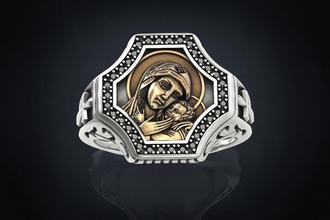 ring cross mother god 291 jewelry 3dprinted design fashion gold golden jewel jewellery print printabl printable printing prototyping rings silver 3d print model - Mito3D