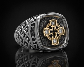 anneau de croix motifs 440 bijoux 3dprinted la conception mode or joyau d'impression printabl imprimable l'impression le prototypage l'anneau les anneaux d'argent schémas 3d print model - Mito3D
