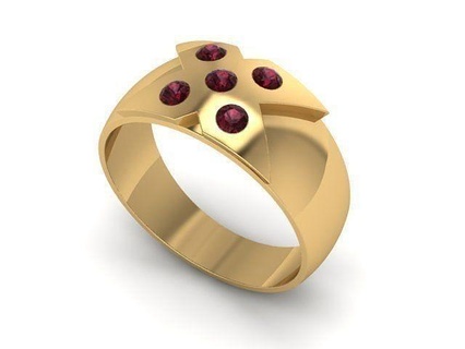 bague traverser rubis prêt impression stl bijoux or symbole art conception argent anneaux 3d print model - Mito3D