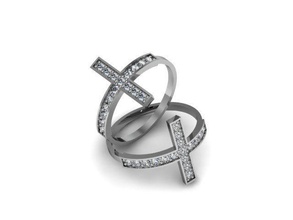 ring cross set buy 3d model cad diamond engagement fashion gem gold platinum jewelry jewelryprint jewelrywax precious printversion silver wedding milling rings 3d print model - Mito3D
