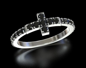 anillo de cruz piedra 471 la joyería 3dprinted diseño moda oro joya impresión printabl imprimible creación prototipos los anillos plata piedras 3d print model - Mito3D