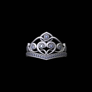 anel coroa joalheria gema imprimível diamante prata crou argolas 3d print model - Mito3D