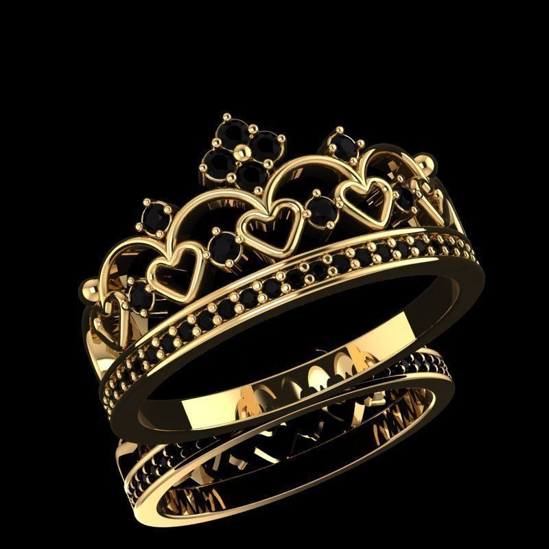 anillo de la corona joyería impresión 3d daimont los anillos 3D print model - Mito3D
