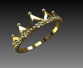 anello di diamante della corona 3d modello stampa gioielli oro gemma lusso preziosi stampabile argento gioiello diamanti moda engagem la anelli fidanzamento matrimonio brillante 3d print model - Mito3D