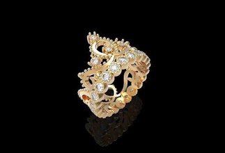 anillo corona muchachas joyería joya oro plata Diamont anillos 3d print model - Mito3D