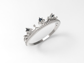 anillo de la corona princesa stl joyería joya el diamante gem boda compromiso oro platino piedras preciosas las gemas brillante los diamantes diamant anillos 3d print model - Mito3D
