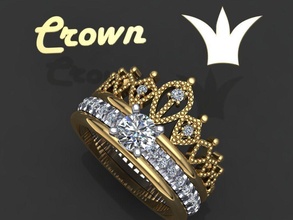 anillo corona transformador oro dorado mujer joya diamante prototipos 3dprinted diseño imprimible impresión joyería boda amor reina príncipes moda anillos 3d print model - Mito3D