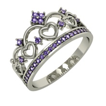 anillo de la corona joyería el diamante imprimible princesa cad compromiso las gemas femenino mujeres brillante exclusivo 3dm stl obj moda oro cnc rhino los anillos 3d print model - Mito3D