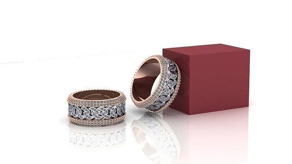anillo cubano diamante Moda compromiso joyería imprimible cóctel alto deshierbe oro banda joya anillos 3d print model - Mito3D