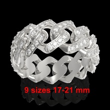 ring cuban link gems 9 sizes 17 - 21 mm gold precious luxury jewelry silver printable jewel gem brilliant diamond fashion beauty 3d modeling design rings 3d print model - Mito3D