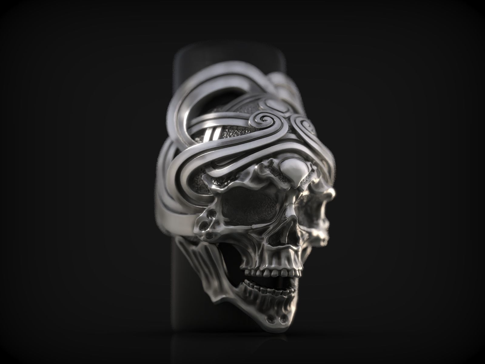 ring demon skull human printable jewelri silver gold collection skeleton anatomy bone death head grave jewelry rings sculpt halloween 3D print model - Mito3D