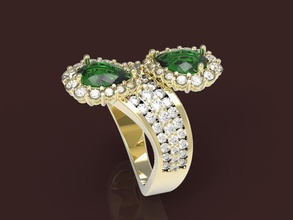 anello di gocce rugiada gioielli oro gemma pera anelli 3d print model - Mito3D