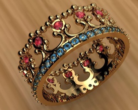 ring diadem gold jewelry gem silver printable design jewellery brilliant diamond fashion beauty ruby treasure jewel sapphire brillant rings crown 3d print model - Mito3D