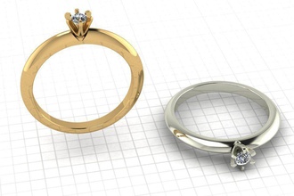 ring diamond classic central diameter massive gem silver jewelry rings 3d print model - Mito3D
