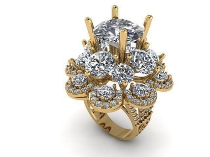 ring diamond printable gold jewelry rings 3d print model - Mito3D