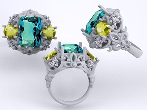 anello di diamante gioielli stl 3dm gemma oro bianco argento la pietra ovale moda max zaffiro ruby cabochon accessori donna regalo il design anelli 3d print model - Mito3D
