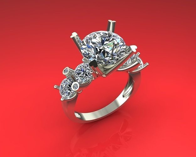 ring diamond 3d jewelry platinum luxury gem carat gold silver rings 3D print model - Mito3D
