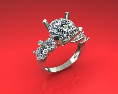 bague diamant 3d bijoux platine luxe gemme carat or argent anneaux 3d print model - Mito3D