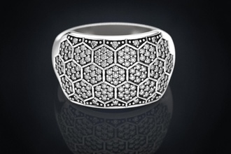 anel de diamante bola abelha 331 jóias 3dprinted o design a moda ouro jóia imprimir printabl printable impressão prototipagem anéis prata 3d print model - Mito3D