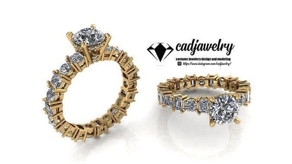 anel diamante noivado ouro joalheria prata Casamento brilhante esterlina moda beleza imprimível argolas 3d print model - Mito3D