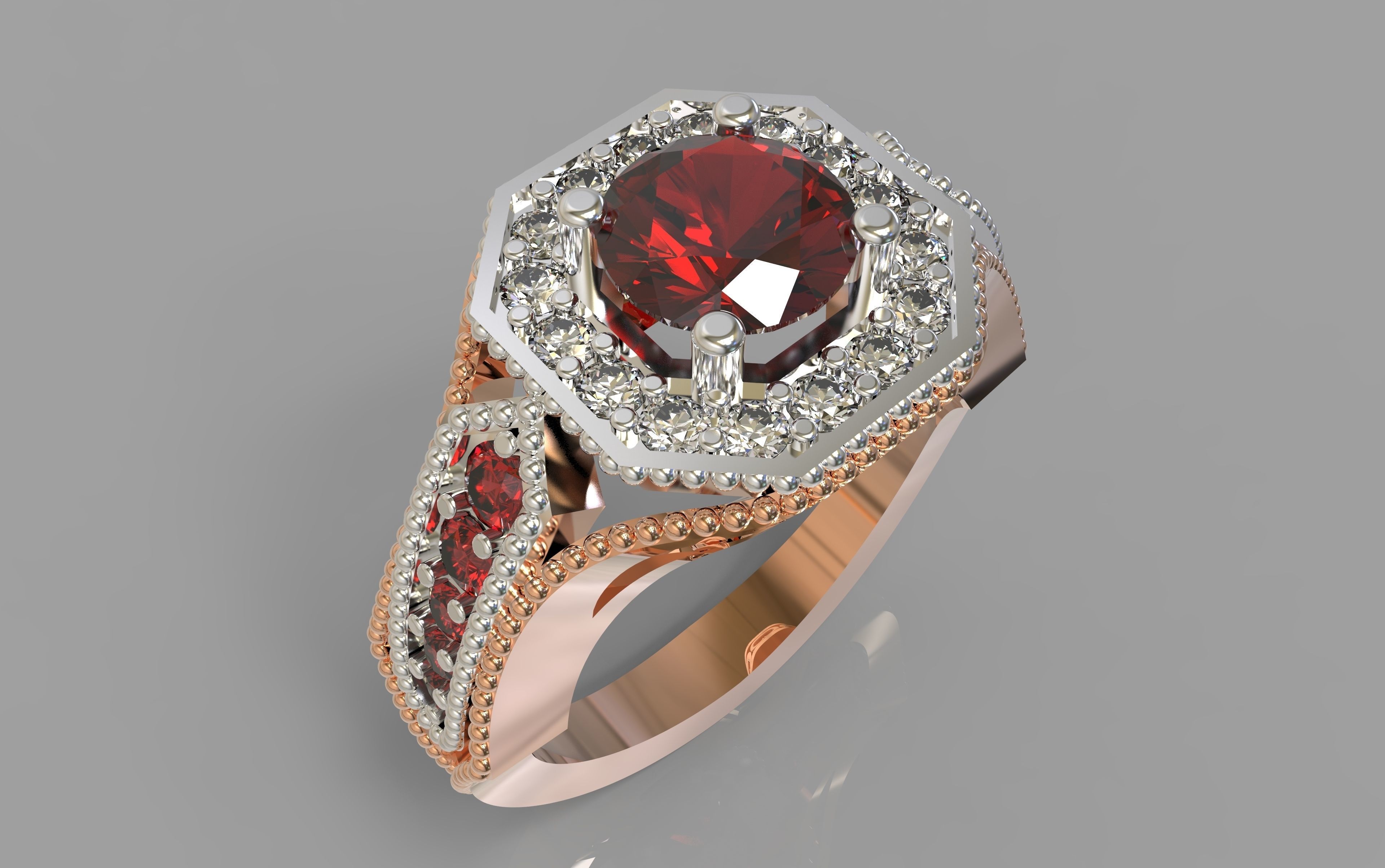 anel de diamantes jóias ouro gem prata natural pedras rubin a sapphire anéis 3D print model - Mito3D
