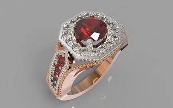 ring diamonds jewelry gold gem silver natural stones rubin saphire rings 3d print model - Mito3D