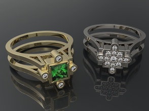 bague diamants 21 bijoux or imprimable platine argent gemme brillant diamant mode beauté saphir rubis vêtements anneaux 3d print model - Mito3D