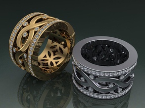 ring diamonds 9 duga jewelry art gold steel printable platinum silver gem brilliant diamond rings 3d print model - Mito3D