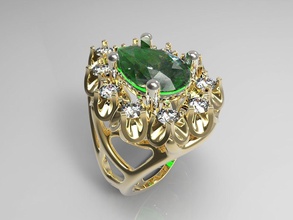 ring diamonds emeralds jewelry diamond gemstones valentine challenge rings 3d print model - Mito3D