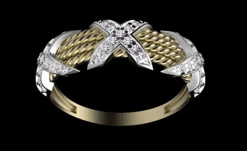 anillo de diamantes piedra la joyería super oro plata los anillos 3d print model - Mito3D