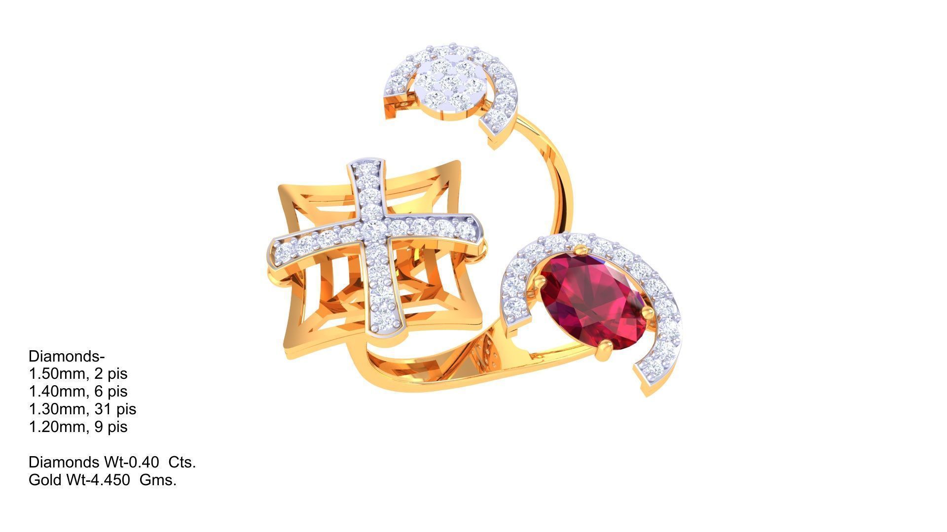 ring dl-57 diamond gem jewel jewellery jewelry rings gold silver engagement wedding fashion white brilliant engagem brillant diamant soliraire earrings 3D print model - Mito3D