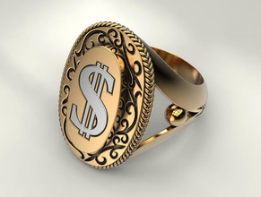 ring dollar jewelry money print 3dprinted jewellery printable rings design jewel golden fashion printabl printing gold other prototyping silver biker 3d print model - Mito3D