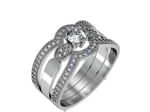 anillo doble comprar 3d modelo hermoso brillante canalla diamante elegante joya oro platino joyería joyeria cera precioso versión impresa plata boda anillos 3d print model - Mito3D